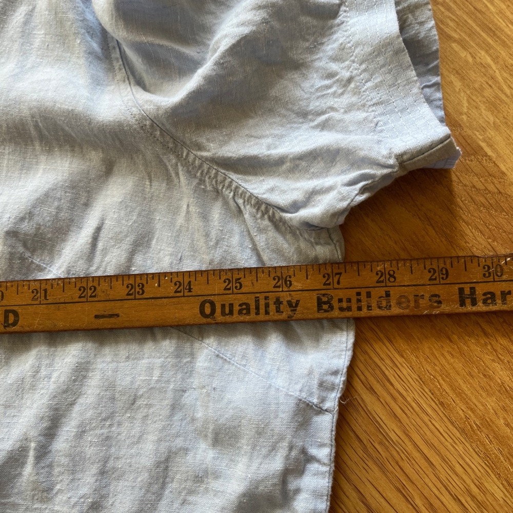 Lands End Womens 3X 24W-26W Light Blue‎ Linen Short Sleeve Button Down Shirt - Picture 4 of 16